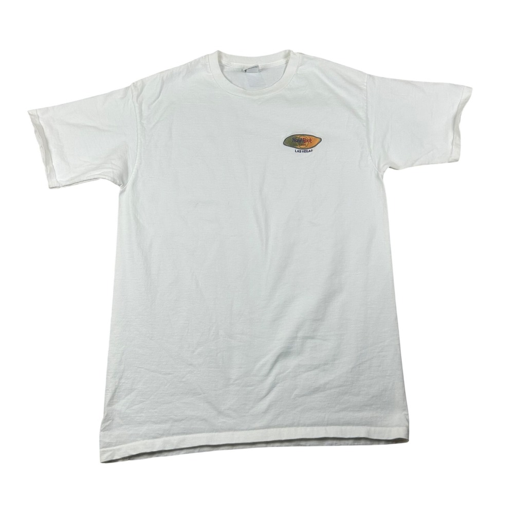 Hard Rock Cafe Las Vegas Mens Large White Graphic T-Shirt Made‎ in USA Cotton